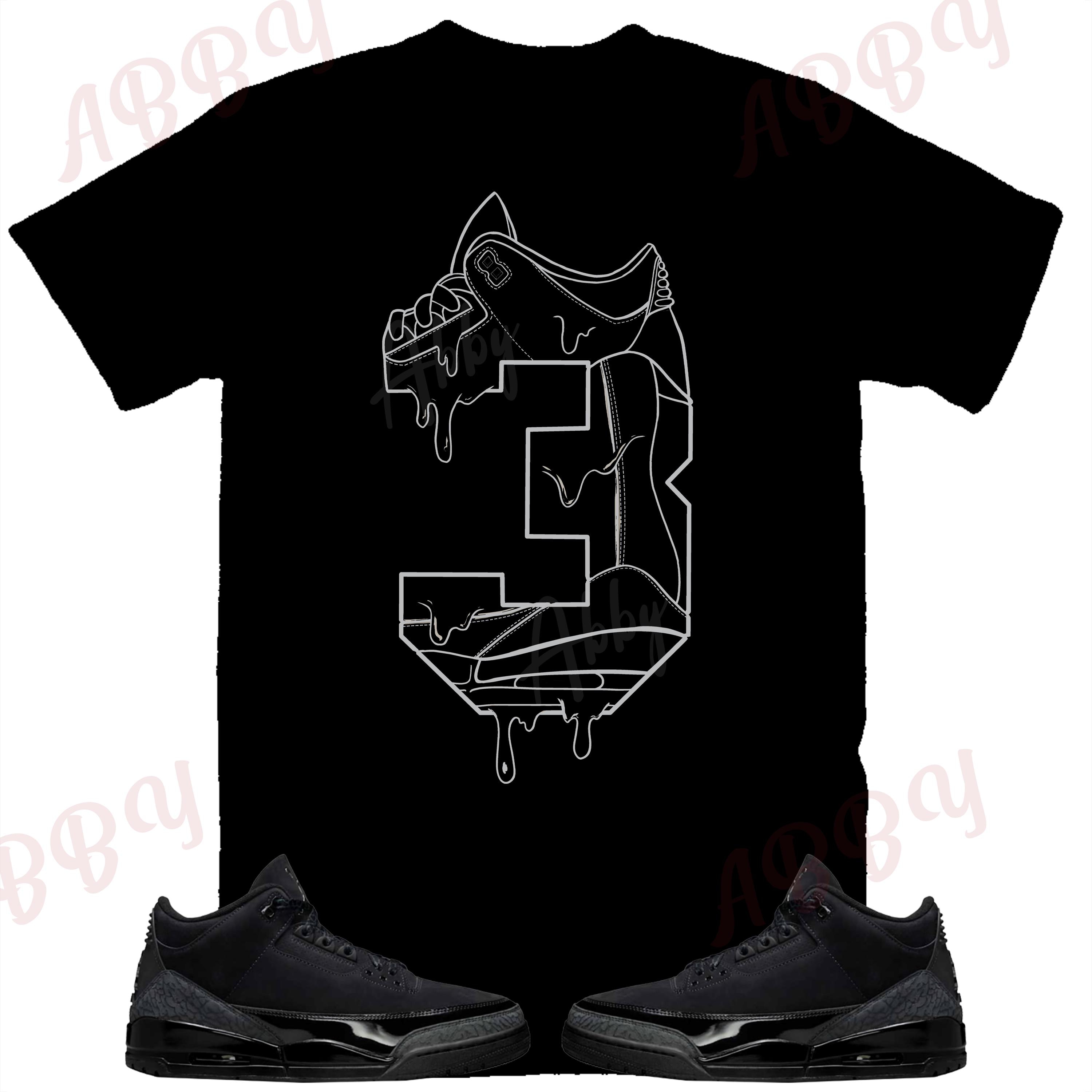 3 Shirt to match Jordan 3 Black Cat, Retro 3 Black Cat, Black Cat 3s Sneaker Tee