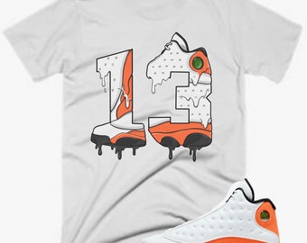 Air Jordan Retro 13 Starfish 13 Shoe Dripping 13&#39;s Sneaker Tee, Retro 13 Starfish Shirt, Orange Retro 13 Shirt