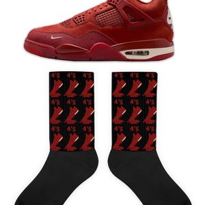 Shoe Dripping-strumpor som matchar Jordan 4 Brick by Brick, Retro 4 Brick by Brick Sneaker-strumpor