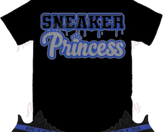 Black Shirt Sneaker Princess Shirt to Match Yeezy 350 Dazzling Blue, Yeezy 350 Dazzling Blue Shirt, Yeezy 350 Dazzling Blue Sneaker Tee