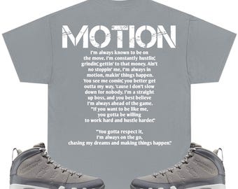 Camiseta Motion para combinar con Jordan 9 Cool Grey, camiseta Retro 9 Cool Grey