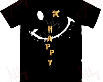 Happy Face Shirt to match Retro 1 Black and Gold, Jordan 1 Black and Gold Shirt, Retro 1 Black and Gold Sneaker Shirt