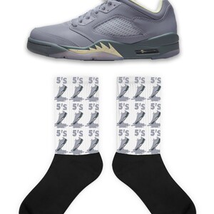 Shoe Dripping Socks to Match Jordan Retro 5 Indigo Haze, Retro 5 Indigo Haze Socks