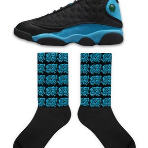 Socks to Match Jordan Retro 13 University Blue, Retro 13 University Blue Socks, University Blue Sneaker Socks
