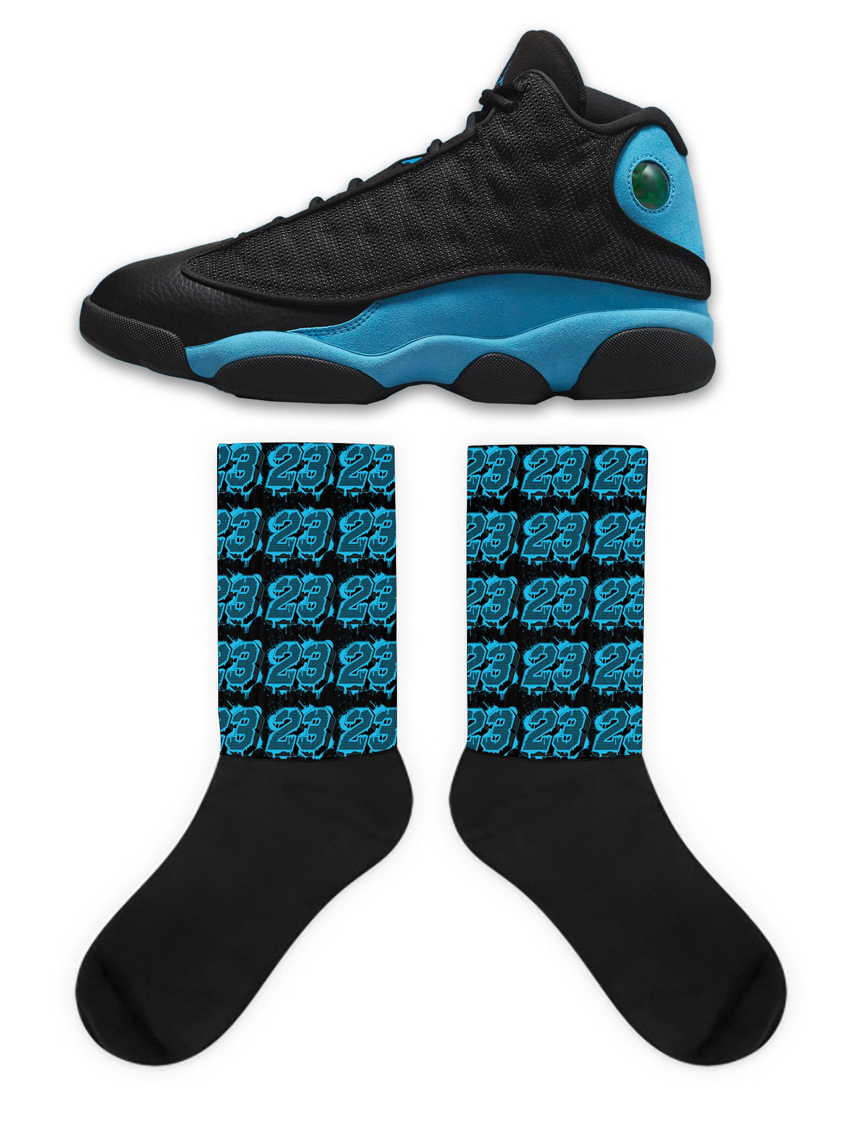 TheOneStopShopByAbby Socks to Match Jordan Retro 13 University Blue Retro 13 University Blue Socks University Blue Sneaker Socks