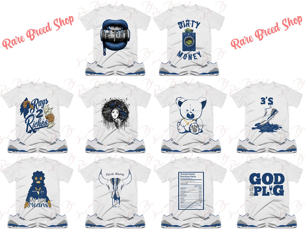 I’m selling the Air Jordan Retro 3 Wizards with my own merch of t shirts. Amazon.com: Shirt To Match Jordan Retro 3 Wizards/True Blue  main image 4