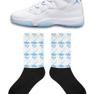 Shoe Dripping Socks to Match Jordan 11 Legend Blue, Retro 11 Legend Blue Socks, Legend Blue Sneaker Socks
