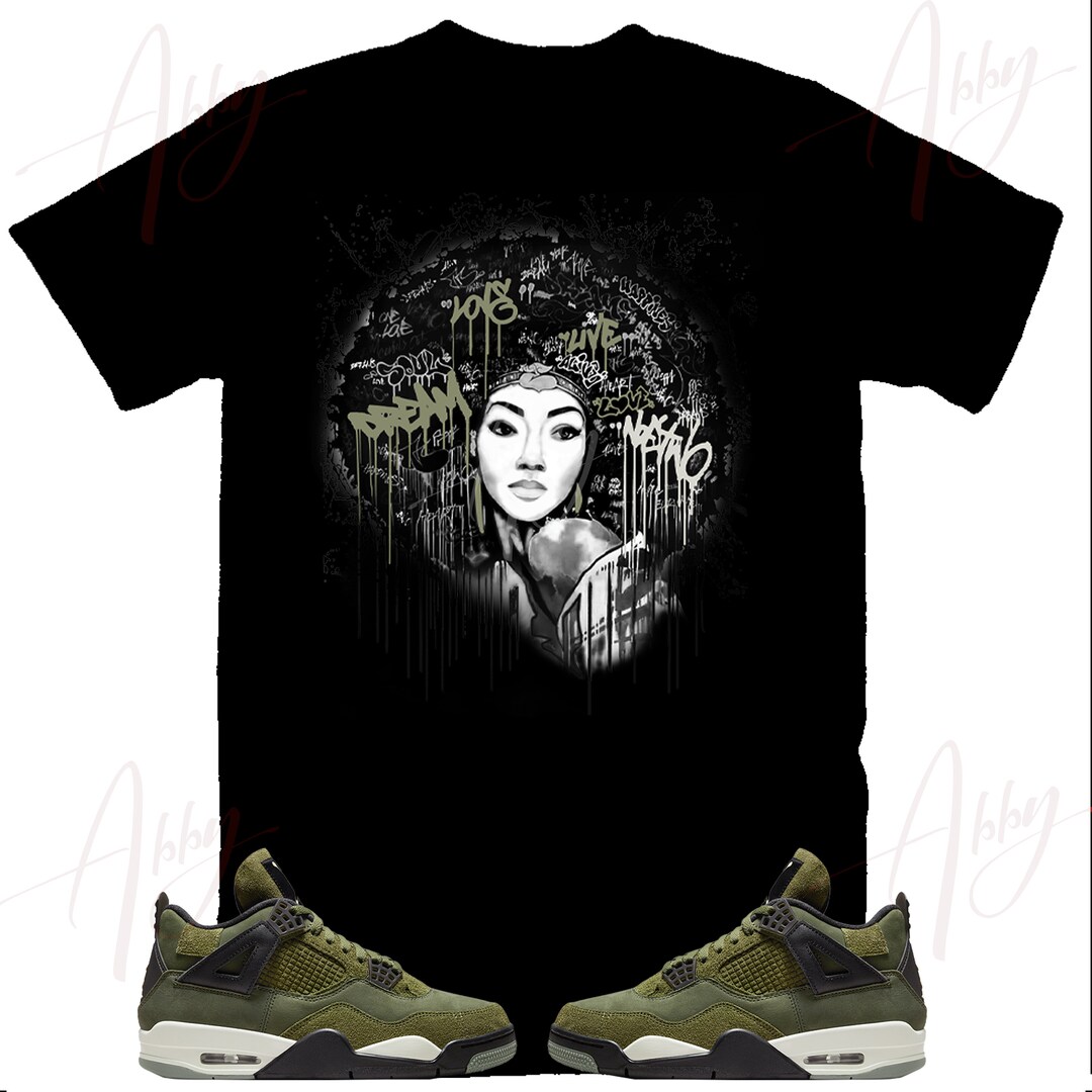 Sneaker Shoe Jordan 12 Olive Green Shirt Face Bear Shirt To Match
