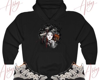 Afro lady Hoodie to Match Jordan Barkleys Burnished Black, Barkleys Burnished Black Hoodie, Barkleys Burnished Black Sneaker Hoodie
