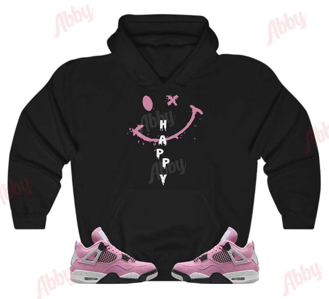 Happy Face Hoodie to Match Retro 4 Jordan Womens Orchid Jordan 4 Womens Orchid Hoodie Jordan 4s Womens Orchid Sneaker Hoodie Etsy