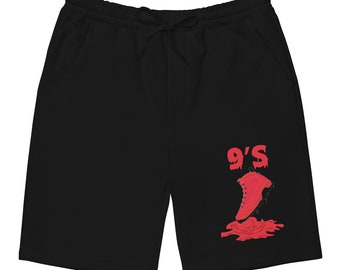 Shoe Dripping Shorts to Match Jordan Retro 9 Chile, Retro 9 Chile Red Shorts, Chile Red Sneaker Shorts