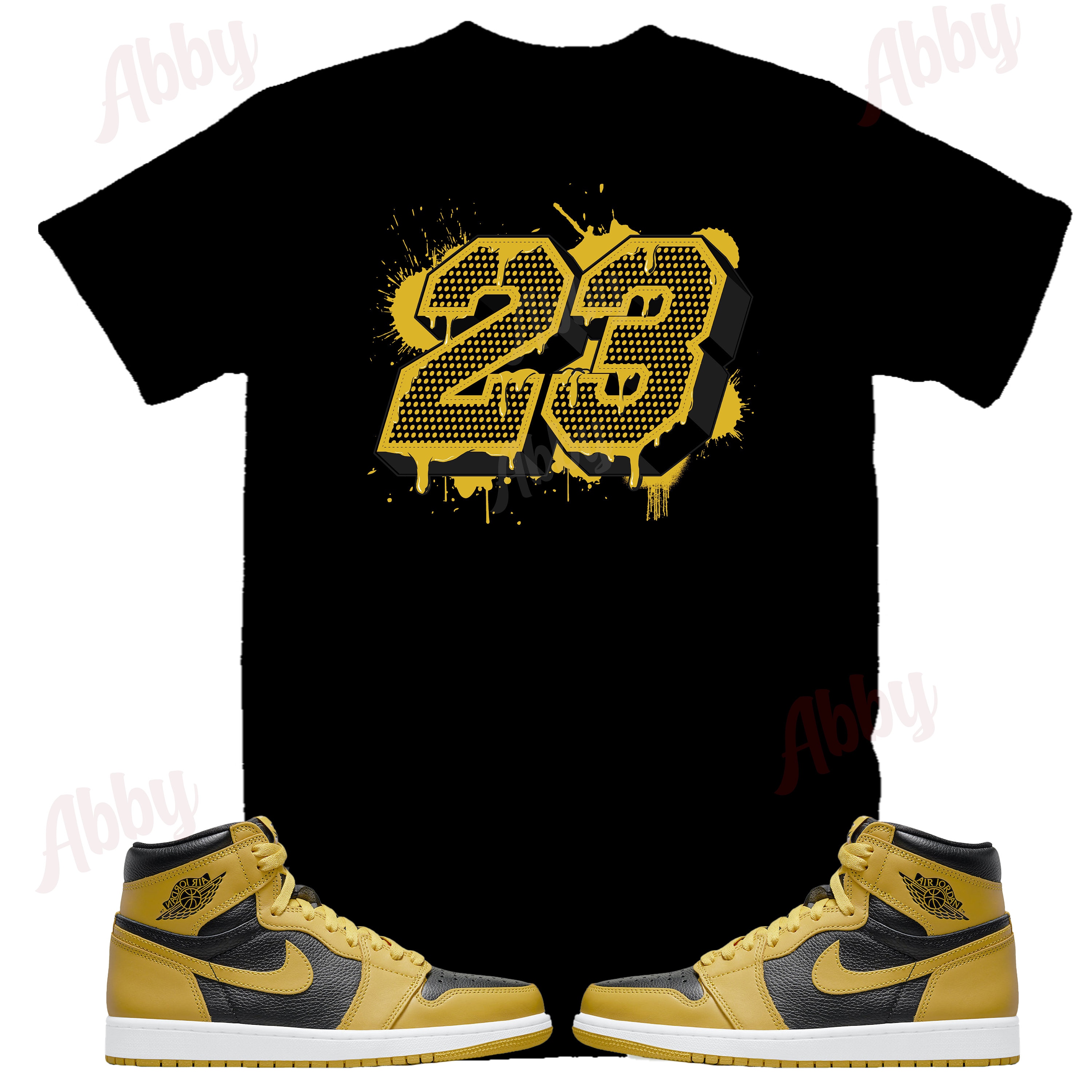 23 Air Jordan 1 Pollen Sneaker Tee Retro 1 Pollen Shirt Gold