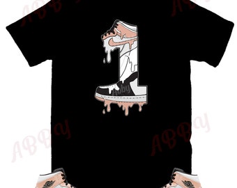Number Shoe Dripping Air Jordan Retro 1 Crimson Tint Sneaker Tee, Retro 1 Crimson Tint Shirt, Rose Gold Retro 1 Shirt