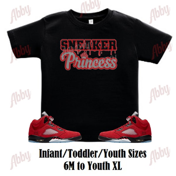 Sneaker Princess Air Jordan Retro 5 Raging Bull Sneaker Tee, Retro 5 Raging Bull Shirt, Red and Black 5s Shirt