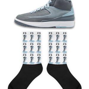 Shoe Dripping Socks To Match Jordan Retro 2 Ice Blue,  Jordan Retro 2 Ice Blue Socks,  Jordan Retro 2 Ice Blue Sneaker Socks