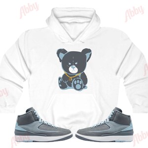 Teddy Bear Hoodie to Match Jordan Retro 2 Ice Blue, Retro 2 Ice Blue Hoodie, Retro 2 Ice Blue Sneaker Hoodie