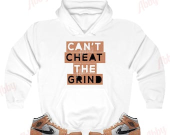 Can't Cheat The Grind Hoodie to Match Air Jordan 1 Mid Brushstroke, 1 Mid Brushstroke Hoodie, Brown Hoodie