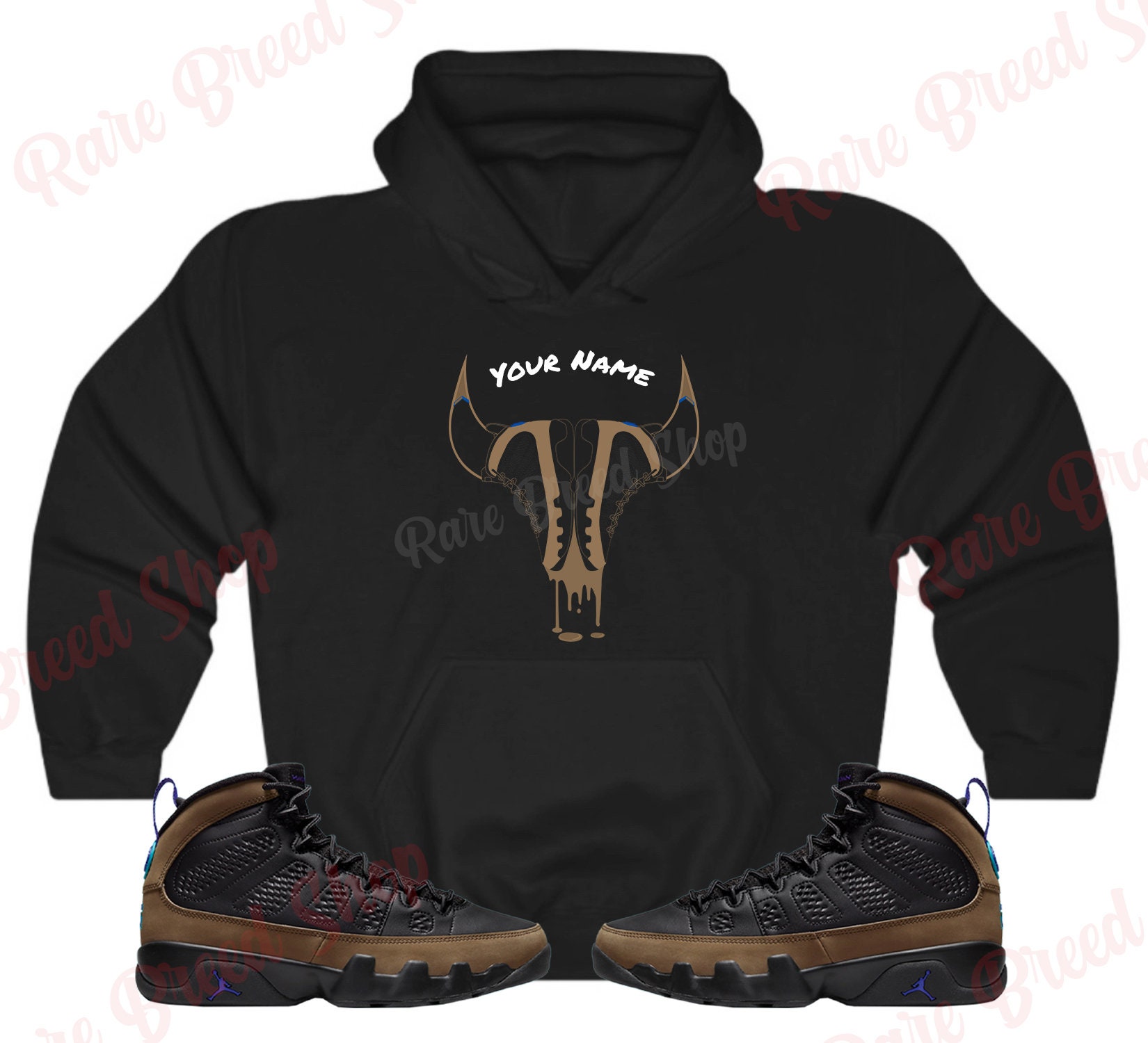 Ox Hoodie to Match Retro 9 Light Olive Jordan 9 Light Olive Hoodie Jordan 9 Light Olive Sneaker Hoodie monster bella Etsy