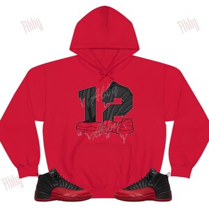 12 Shoe Hoodie to Match Jordan 12 Flu Game, Flu Game Hoodie, Retro 12 Sneaker Hoodie