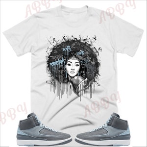Afro Lady Shirt to Match Jordan Retro 2 Ice Blue , Retro 2 Ice Blue Shirt,  Retro 2 Ice Blue Sneaker Tee
