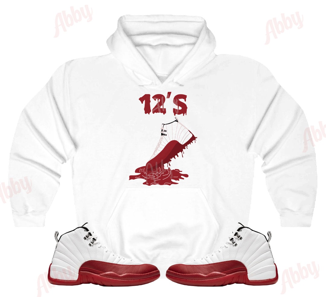 Shoe Drip Hoodie to Match Jordan 12 Cherry Retro 12 Cherry Hoodie Retro 12 Cherry Sneaker Hoodie Etsy