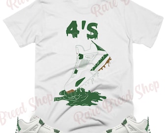 Camiseta con estampado de zapatillas que gotea para combinar con Jordan Retro 4 Pine Green, camiseta Pine Green 4s, camiseta Retro 4 Pine Green Sneaker