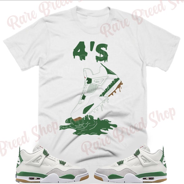Shoe Dripping Shirt to Match Jordan Retro 4 Pine Green, Pine Green 4s Shirt, Retro 4 Pine Green Sneaker Tee