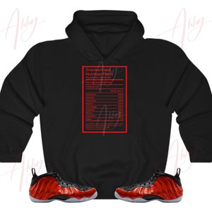Nutrition Hoodie to Match Foamposite Metallic Red, Foamposite Metallic Red Hoodie, Red Foams Hoodie