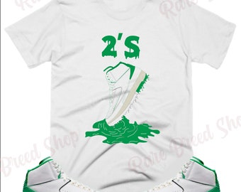 Shoe Dripping Shirt to Match Jordan Retro 2 Lucky Green, Retro 2 Lucky Green Shirt, 2 Lucky Green Sneaker Tee