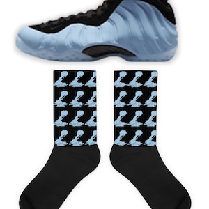 Shoe Dripping Socks to Match Foamposite One Psychic Blue, Foamposite One Psychic Blue Socks
