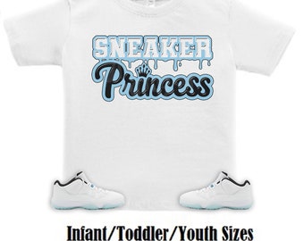 Sneaker princess Air Jordan Retro 11 Low Legend Blue Sneaker Tee, Retro 11 Legend Blue Shirt, Light Blue and White 11s Shirt