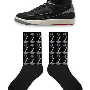 Shoe Dripping Socks to Match Retro 2 Black Cement, Retro 2 Black Cement Socks, 2 Black Cement Sneaker Socks