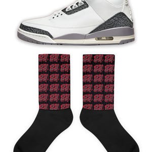 23 Socks to Match Retro 3 Cement Grey, Jordan 3 Cement Grey Socks, Retro 3 Cement Grey Sneaker Socks