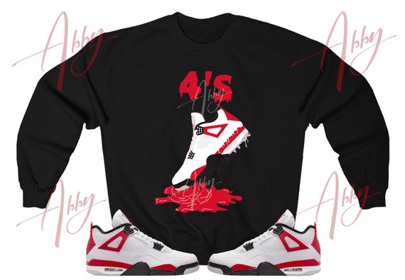 Shoe Dripping Hoodie to Match Retro 4 Red Cement Jordan 4 Red Cement Hoodie Retro 4 Red Cement Sneaker Hoodie Etsy Canada