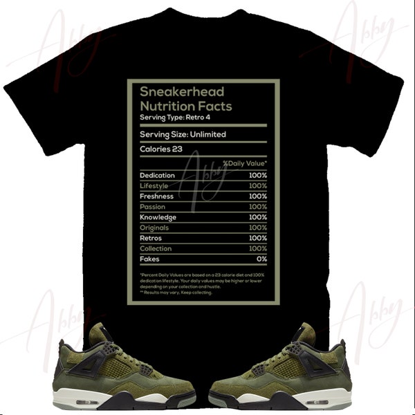 Nutritions Shirt to Match Jordan 4 Olive, Retro 4 Olive Shirt, 4 Olive Sneaker Tee