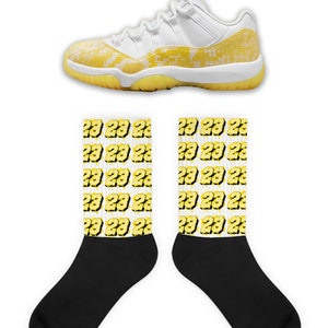23 Socks To Match Jordan Retro 11 Yellow Snakeskin, Retro 11 Yellow Snakeskin Socks, Retro 11 Yellow Snakeskin Sneaker Socks