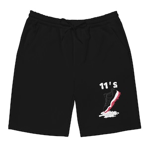 Shoe Dripping Shorts to Match Jordan 11 Bred Velvet, Retro 11 Bred Velvet Shorts, Bred Velvet Sneaker Shorts