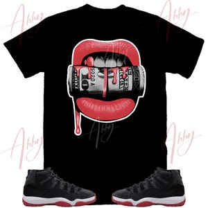 Dollar Bite Shirt to Match Jordan 11 Bred Velvet, Retro 11 Bred Velvet Shirt, Bred Velvet Sneaker Tee