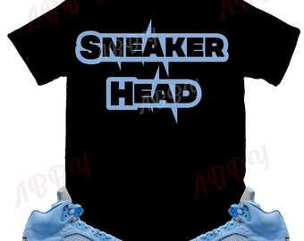 Sneaker Head Shirt to Match Jordan Retro 5 UNC, Retro 5 UNC Shirt, UNC Sneaker Tee