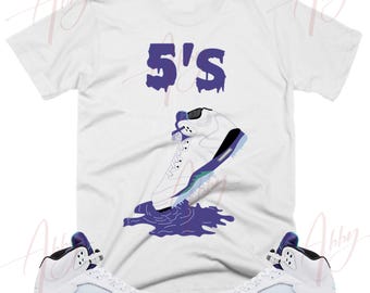 Shoe Dripping Shirt To Match Jordan 5 Grape, Retro 5 Grape Shirt, Grape 5s Sneaker Tee