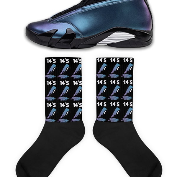 Shoe Dripping Socks to Match Retro 14 Love Letter, Jordan 14 Love Letter Socks, Love Letter Sneaker Socks