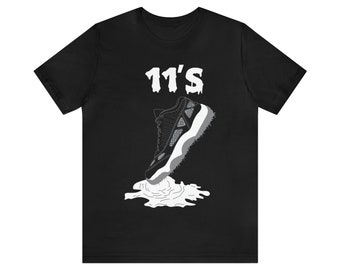 Shoe Dripping Shirt to Match Jordan 11 Low Black and White, Retro