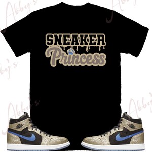 Sneaker Princess Shirt to Match Air Jordan Retro 1 Gold Laser, Air Jordan Retro 1 Gold Laser Shirt, Gold Laser Sneaker Tee
