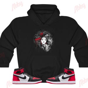 Afro Lady Hoodie to Match Jordan 1 Ruby, Retro 1 Ruby Hoodie, Ruby 1s Sneaker Hoodie