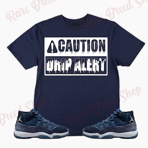 Caution Shirt to Match Jordan Retro 11 Midnight Navy, Retro 11 Midnight Navy Shirt, Midnight Navy Sneaker Tee