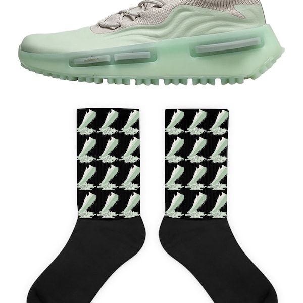 Shoe Dripping Socks to Match Jordan Retro NMD S1 Ice Mint, Retro NMD S1 Ice Mint Socks, NMD S1 Ice Mint Sneaker Socks
