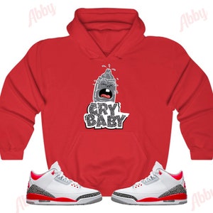 Cry Hoodie to Match Jordan Retro 3 Fire Red, Retro 3 Fire Red Hoodie, Jordan 3 Fire Red Sneaker Hoodie
