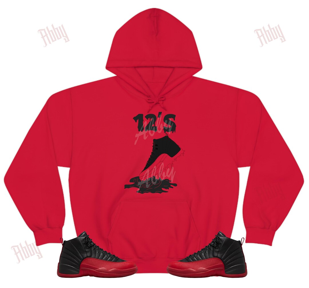 Shoe Dripping Hoodie to Match Jordan 12 Flu Game, Flu Game Hoodie