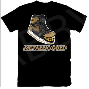 Shoe Smiling Shirt to Match Jordan 1 Metallic Gold Sneaker Tee