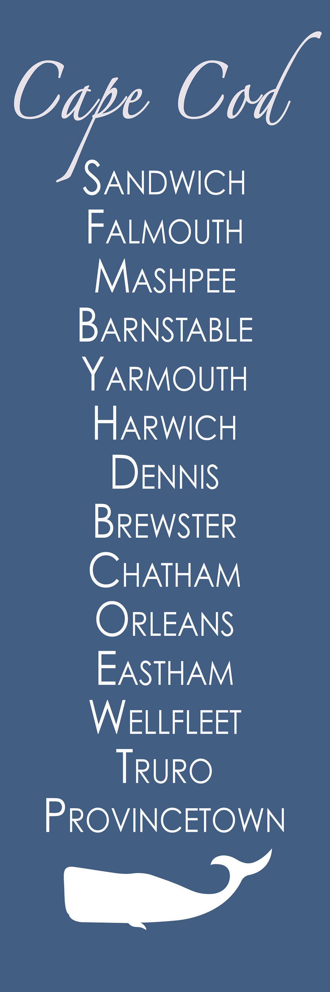 12 X 36 CAPE COD TOWNS Great Sign for a Special Etsy